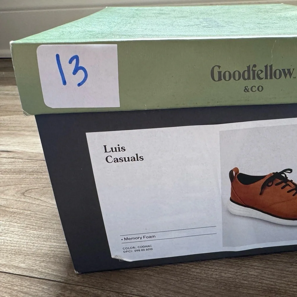 Men’s Luis Hybrid Oxford Casuals Sneakers by Goodfellow Size 8 Cognac brown
